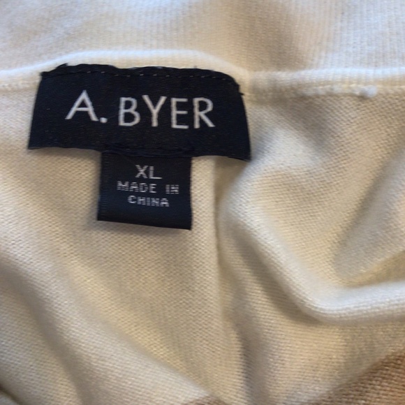 A. Byer XL Striped Collared Sweater Beige Cream Pullover Preppy Knit Long Sleeve - Picture 8 of 8